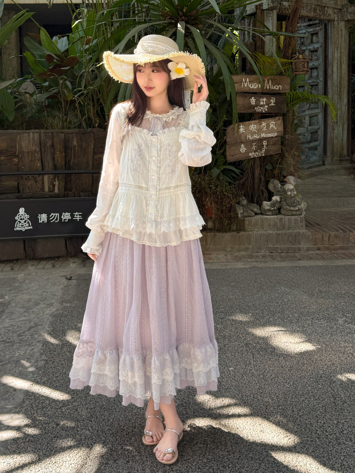 Lavender Dream Ribbon Blouse-Tops-ntbhshop