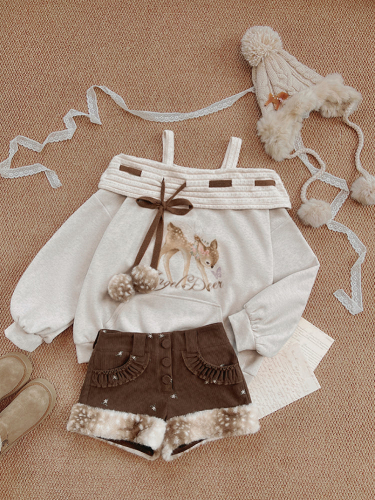 Angel Deer Pom Pom Sweatshirt-ntbhshop
