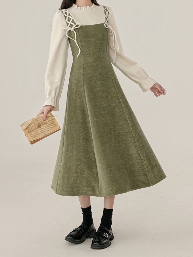 Moss Archive Knit Pinafore Dresses-Dresses-ntbhshop