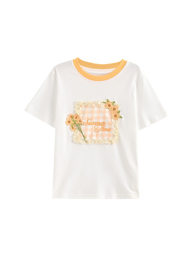 Honey Bloom Gingham Tees-Tops-ntbhshop