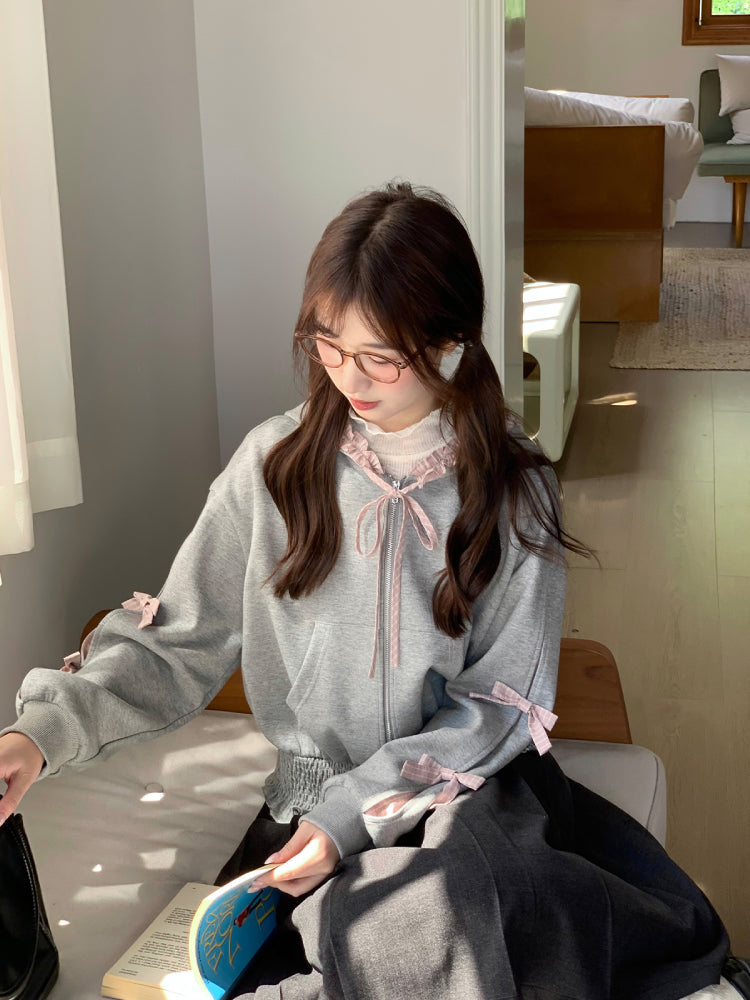 Bunny Gingham Bow Hooded Jacket-ntbhshop