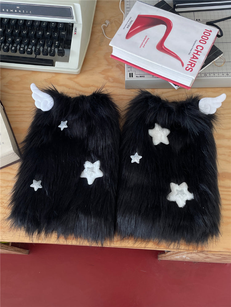 Snow Angel Wing Fluff Leg Warmers-ntbhshop
