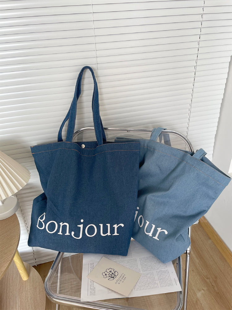 Bonjour Belle Canvas & Denim Tote Bags-ntbhshop