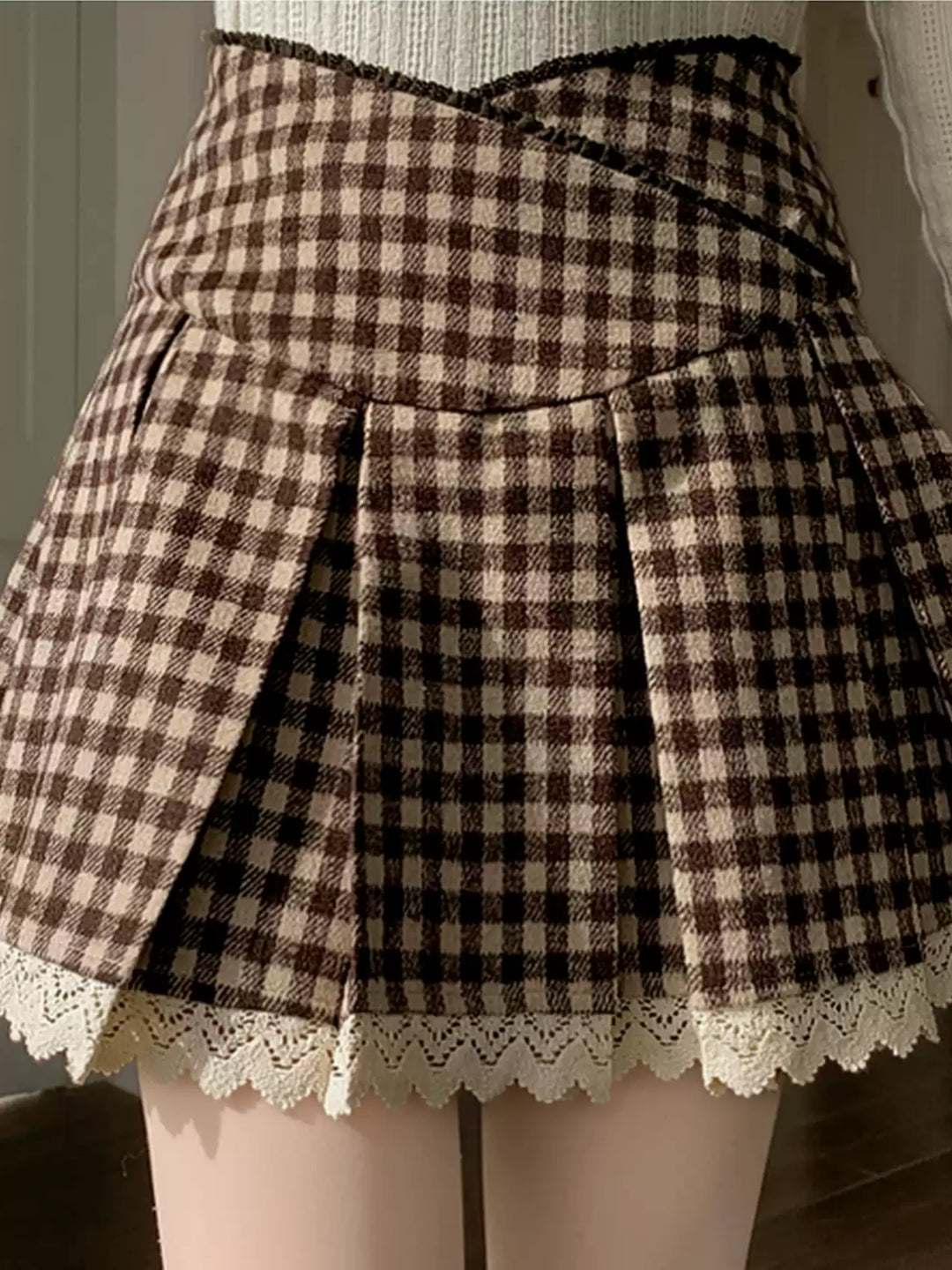 Biscuit Academia Plaid Pleated Skirt-Bottoms-ntbhshop