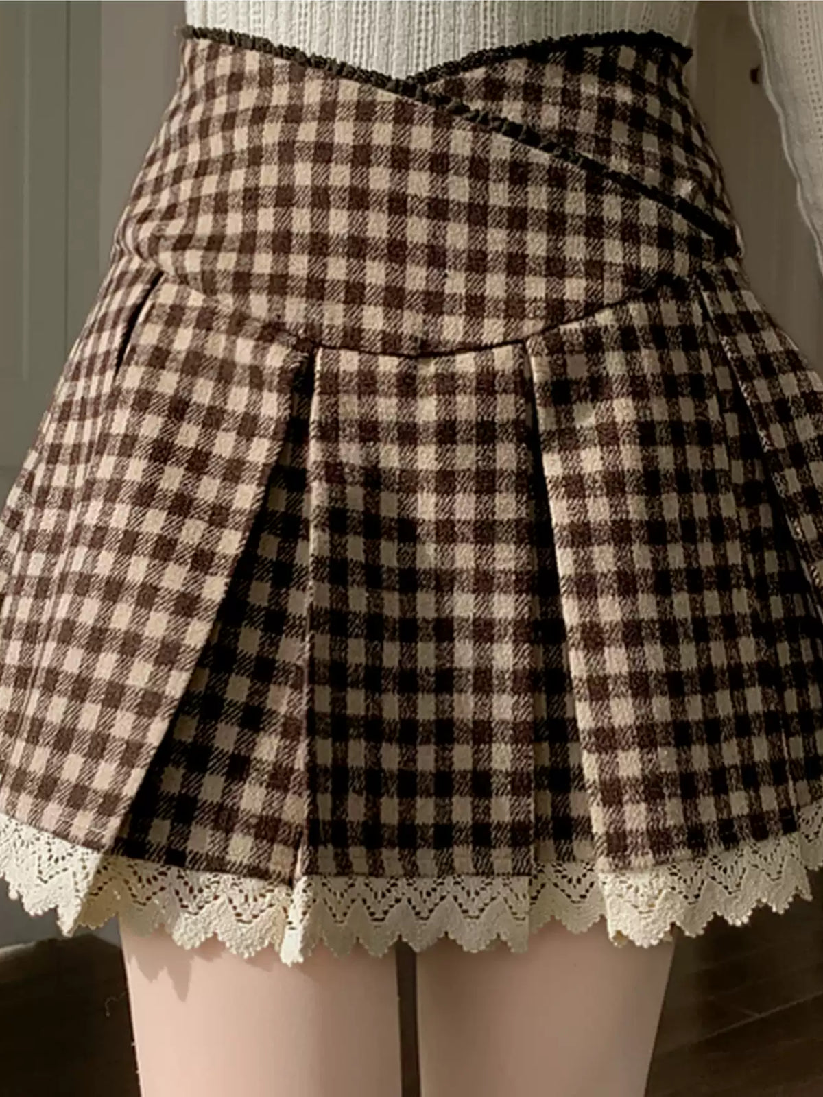 Biscuit Academia Plaid Pleated Skirt-Bottoms-ntbhshop