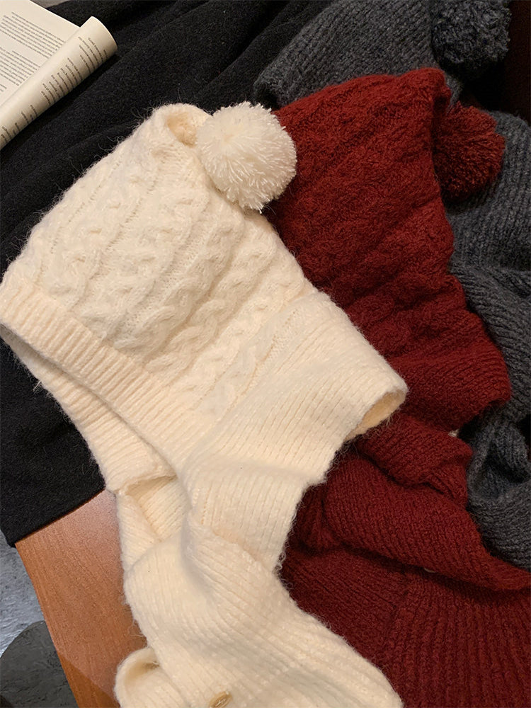 Snow Spirit Pom Pom Hood Scarf-ntbhshop