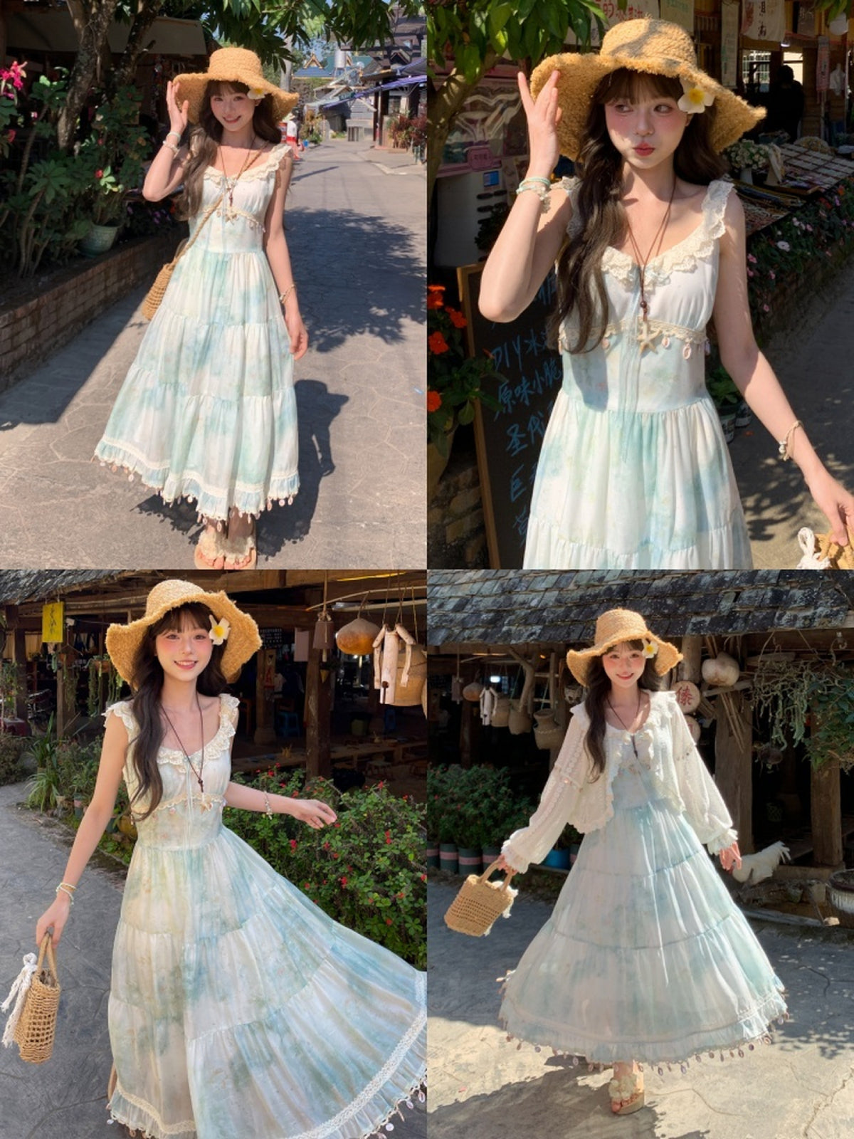 Seafoam Gauze Tassel Dress-Dresses-ntbhshop