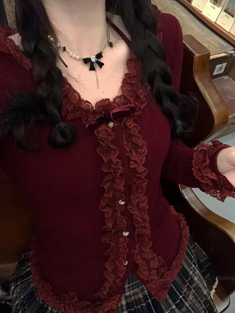 Heart Roll Ballet Knit Blouses-ntbhshop