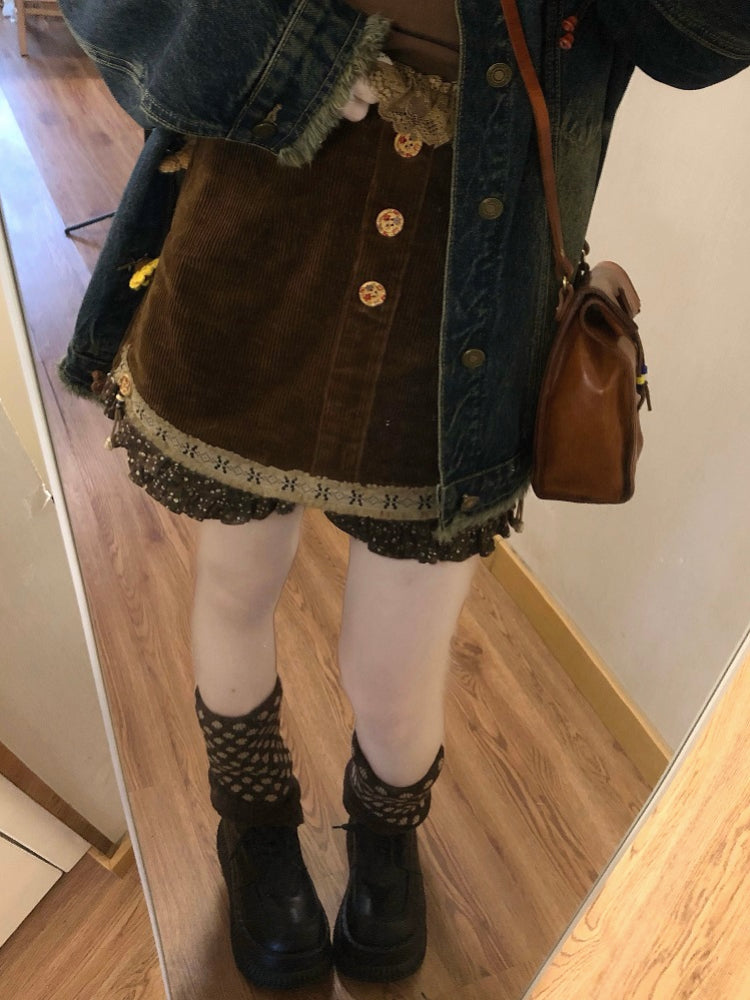 Hazelnut Breeze Patchwork Skorts-ntbhshop