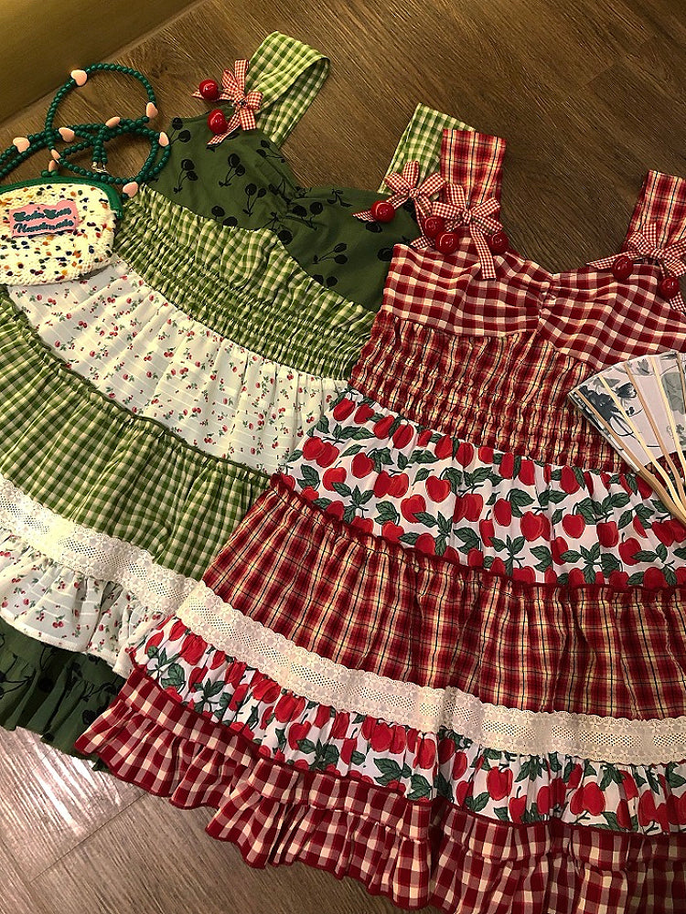 Cherry Tart Plaid Patch Summer Dresses-ntbhshop