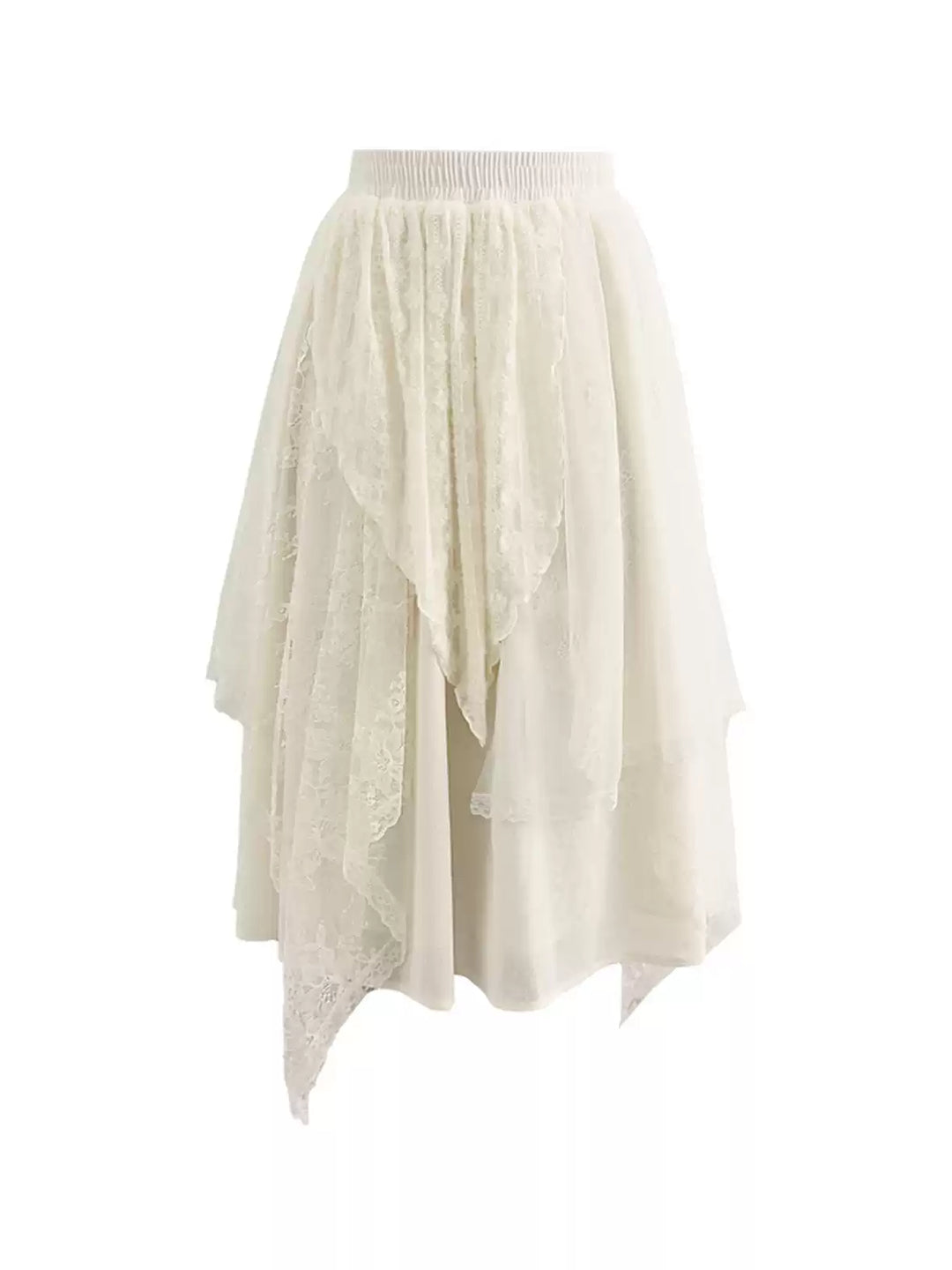 Snow Veil Lace Midi Skirt-Bottoms-ntbhshop