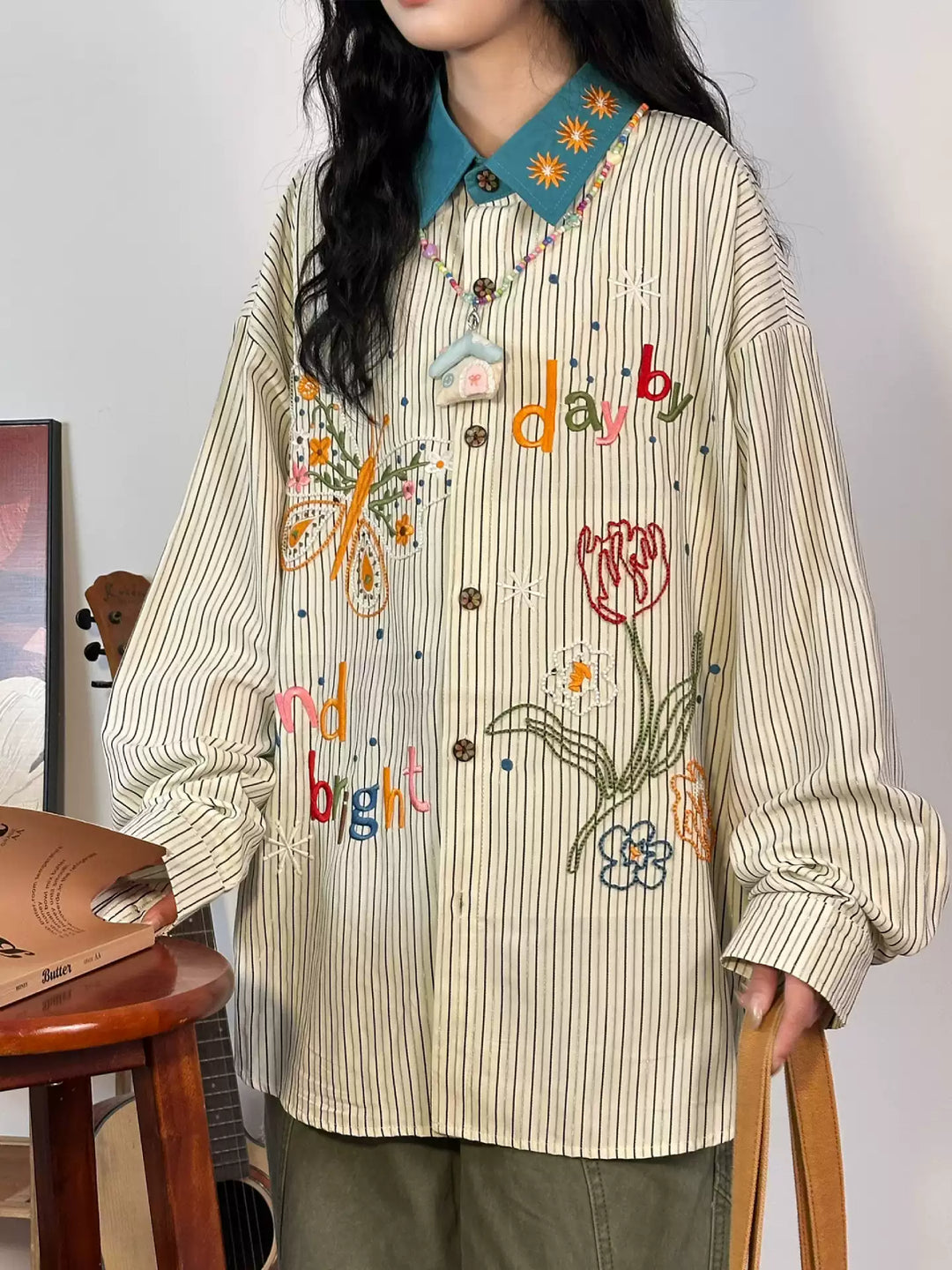 Bright Garden Stripe Shirt-Tops-ntbhshop