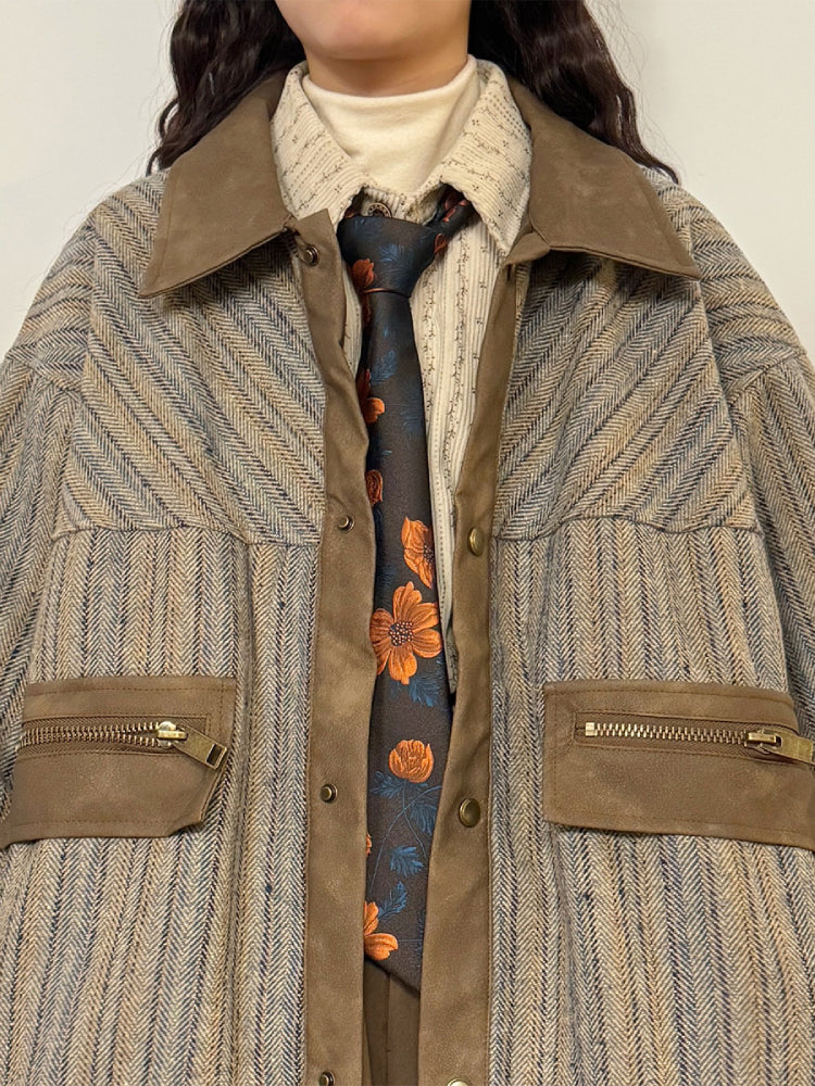 Herringbone Wanderer Patch Cargo Jacket-ntbhshop