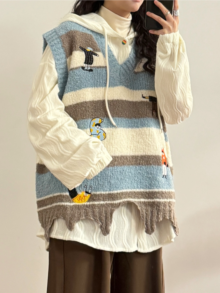 Cartoon Nostalgia Whimsy Knit Vests-ntbhshop