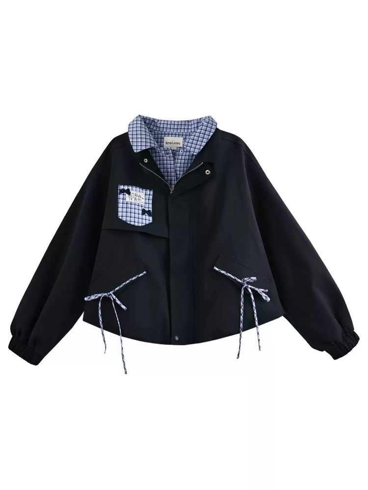 Puppy Check Layer Short Jacket-Outerwear-ntbhshop