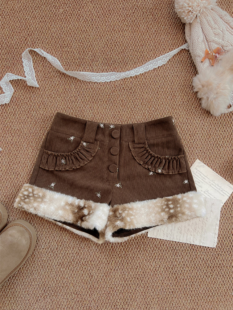 Angel Deer Corduroy Shorts-ntbhshop