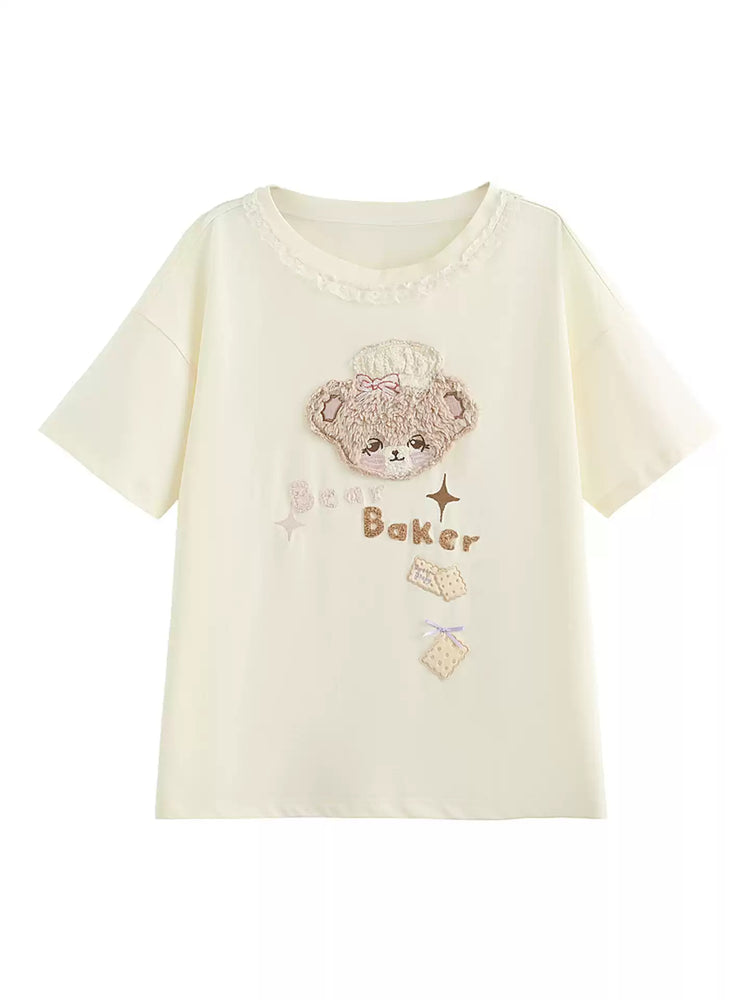 Bakery Bear Lace Tee-Tops-ntbhshop