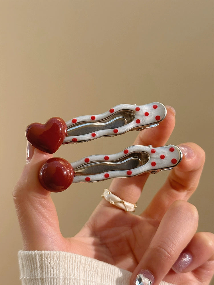 Love Polka Dot Hair Clips-ntbhshop