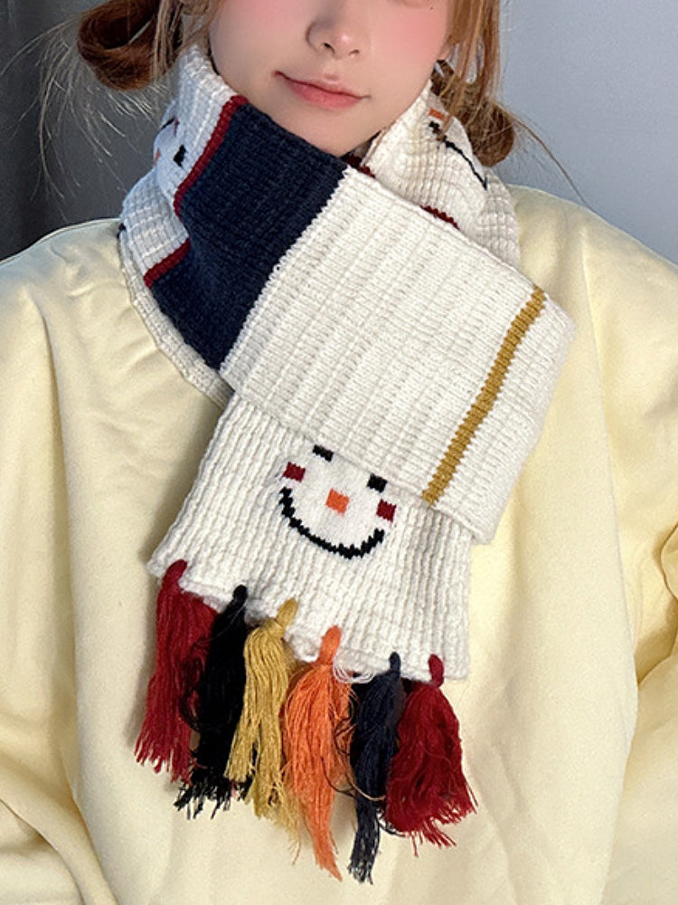 Smiley Snowman Tassel Scarf-ntbhshop