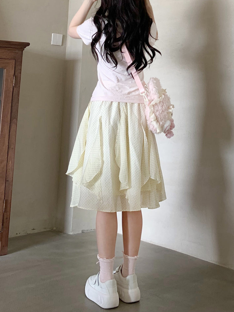 Dot Bloom Layer Skirts-Bottoms-ntbhshop