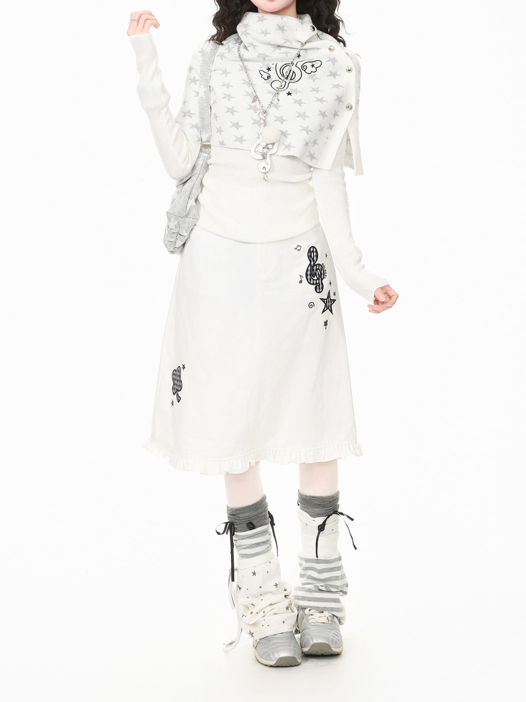Whimsy Melody Cotton Midi Skirts-Bottoms-ntbhshop