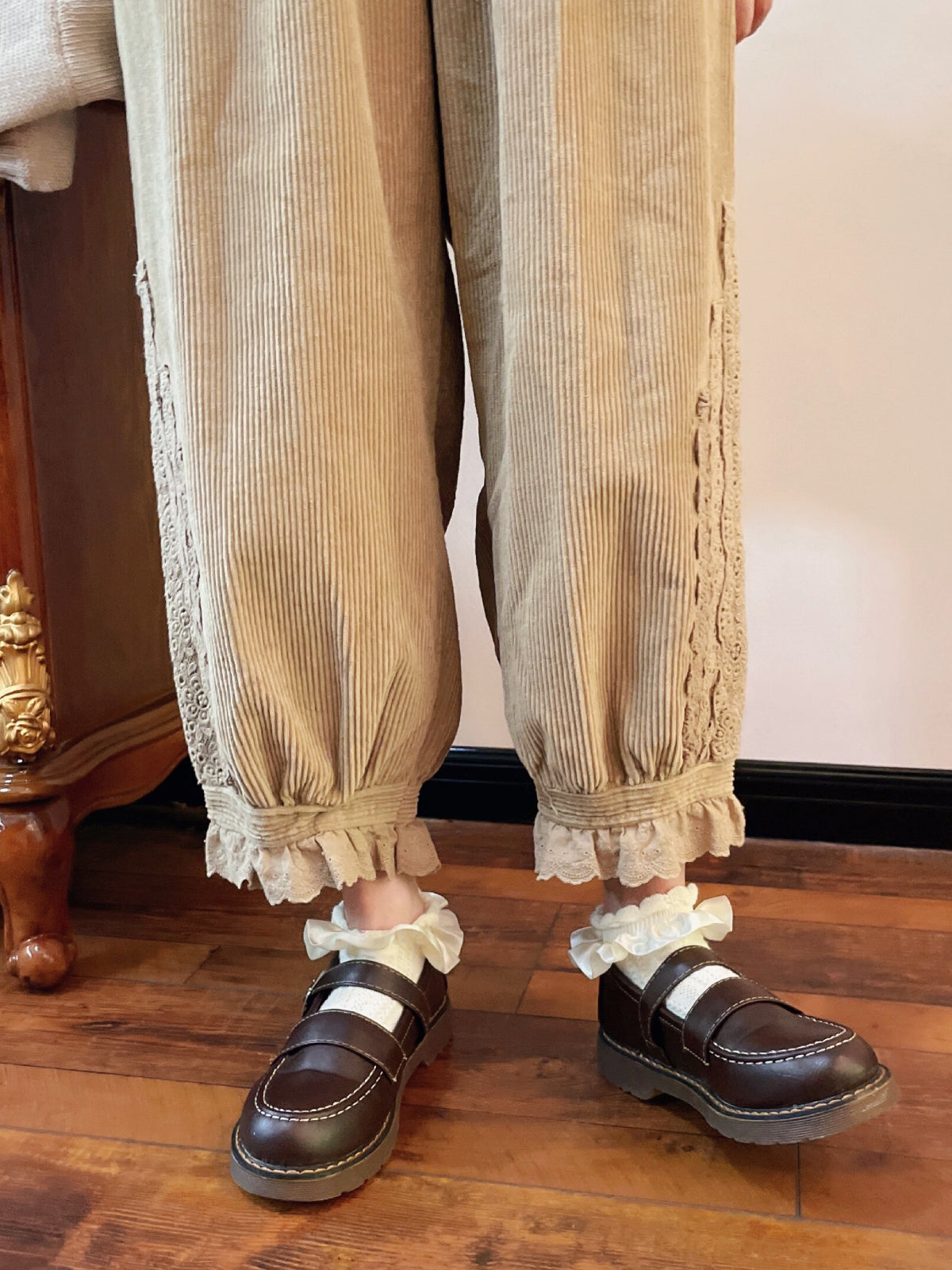 Oat Lace Mori Corduroy Bloomers-Bottoms-ntbhshop