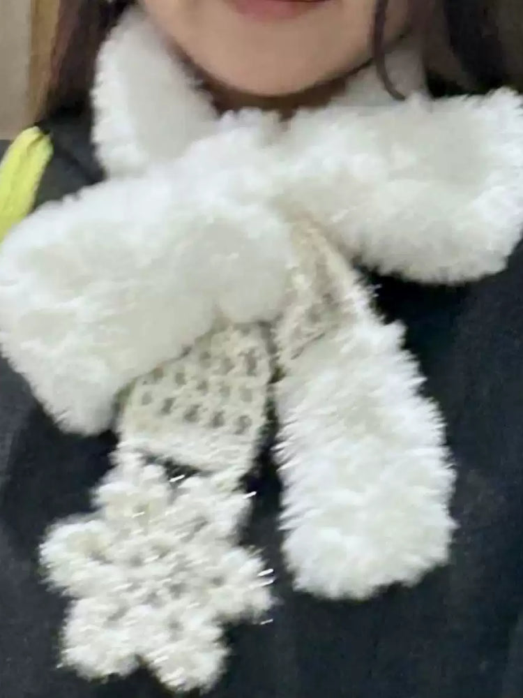 Snowflake Pom Knit Scarf-ntbhshop