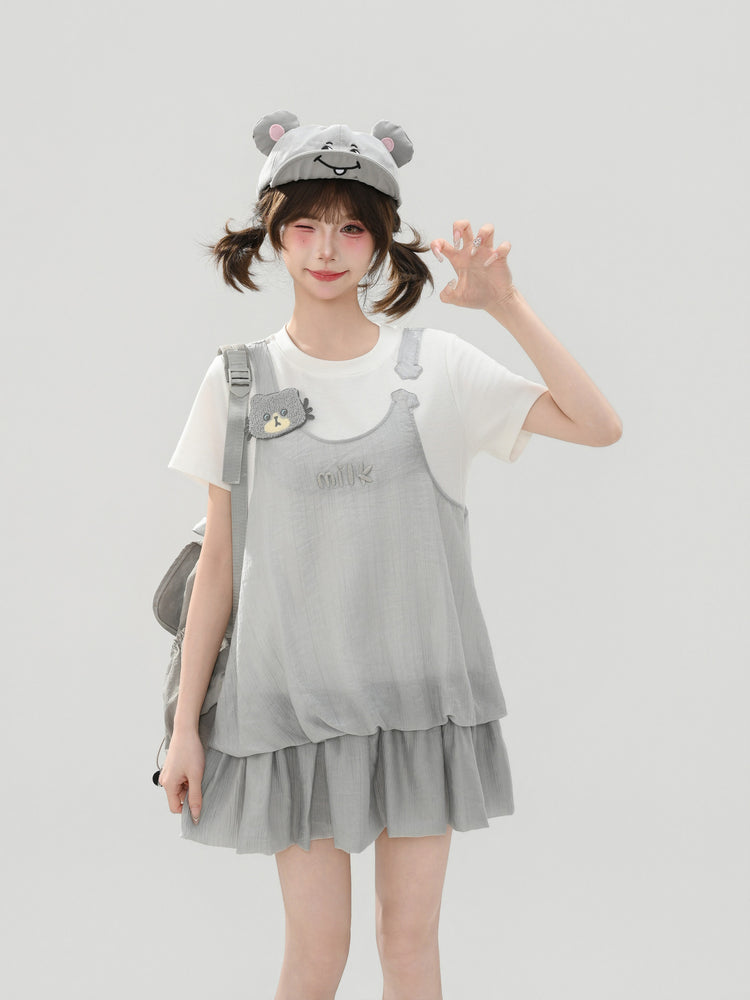 Milk Cat Pinafore Dress-Dresses-ntbhshop