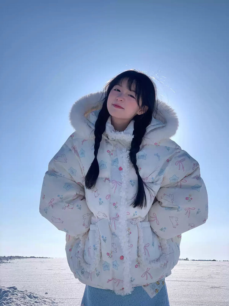 Bunny Meadow Dream Puffer Jacket-ntbhshop