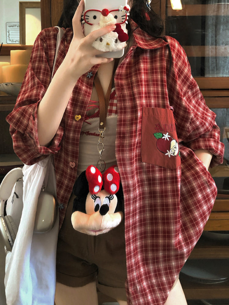 Fruit Pop Whimsy Patch Plaid Shirts-ntbhshop