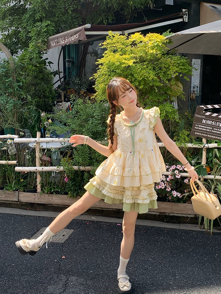 Garden Lullaby Fairy Sleeve Blouse & Layer Cake Skirt-ntbhshop