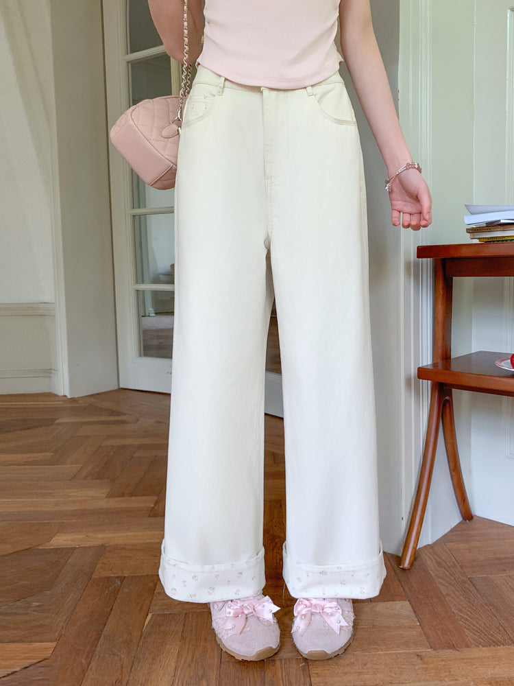 Milk Blossom Cotton Pants-Bottoms-ntbhshop