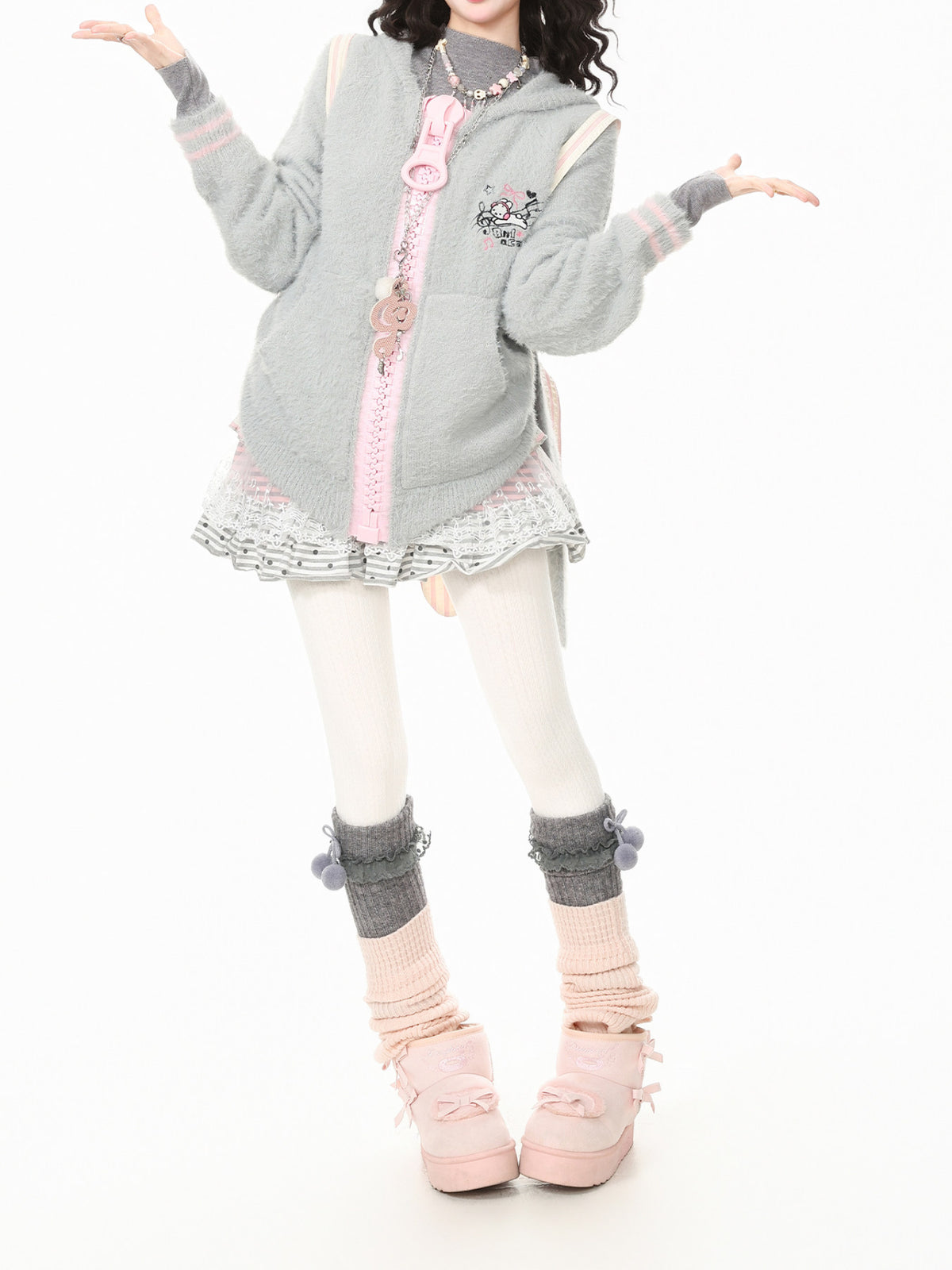 Kitty Melody Mohair Hoodies-Outerwear-ntbhshop