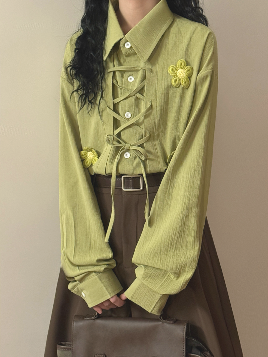 Daisy Season Lace Up Shirts-Tops-ntbhshop