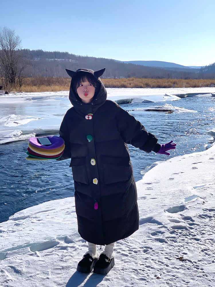 Black Devil & Fruit Puffer Coat-ntbhshop