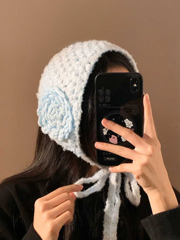 Snow Bloom Lace Knit Earmuffs-ntbhshop