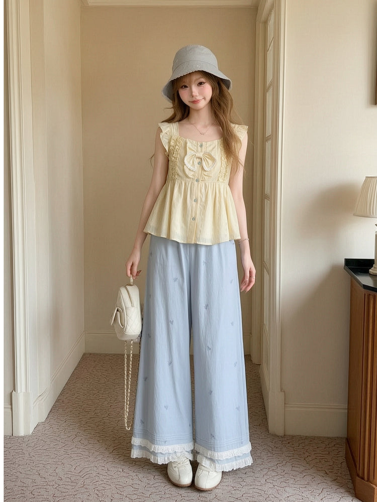 Bow Dream Cotton Pants-Bottoms-ntbhshop