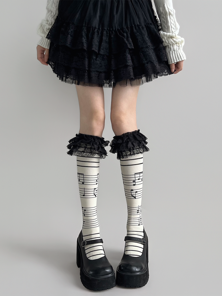 Piano Garden Lace Calf Socks-ntbhshop