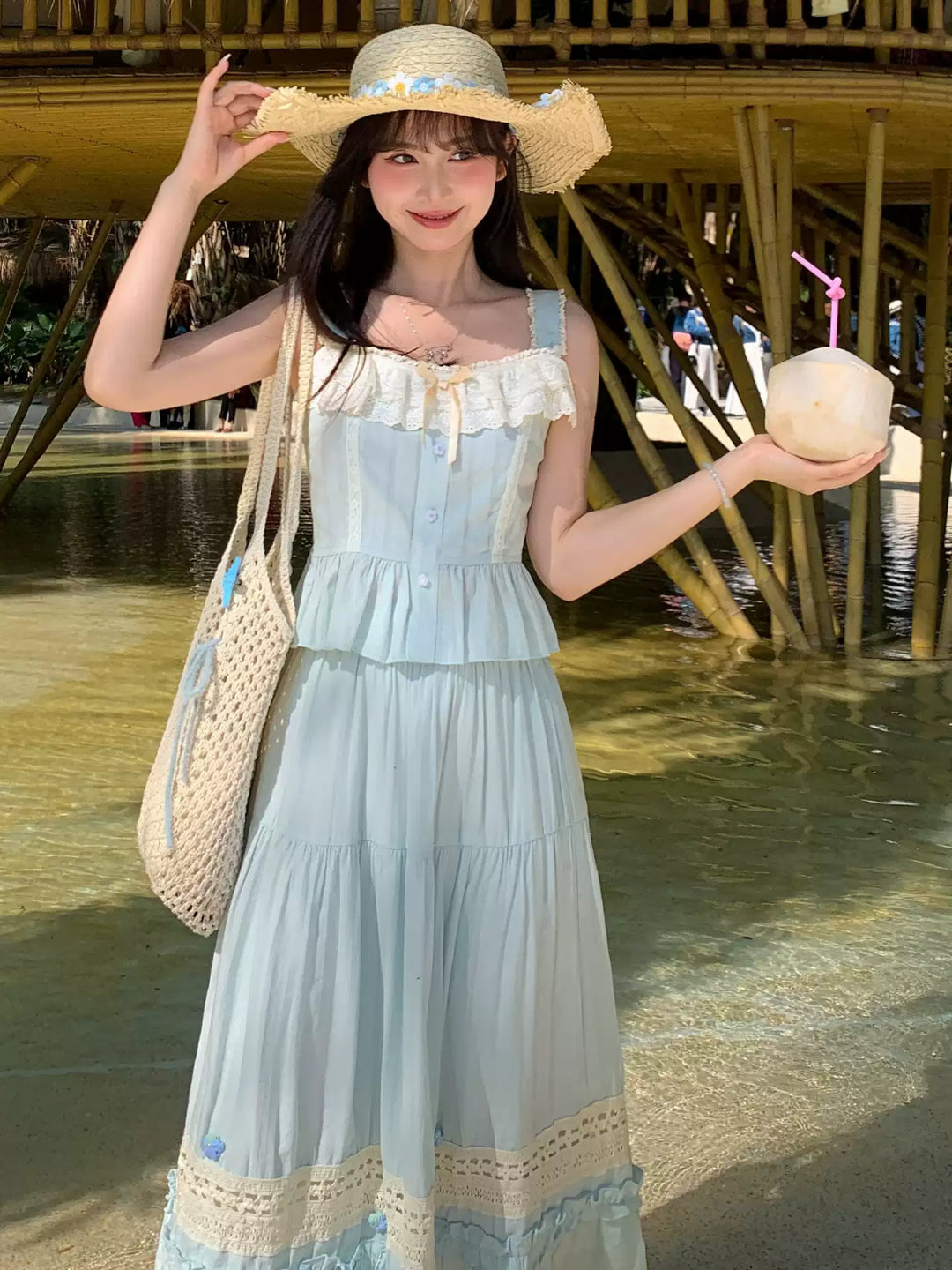 Palm Path Lace Top & Skirt-Sets-ntbhshop