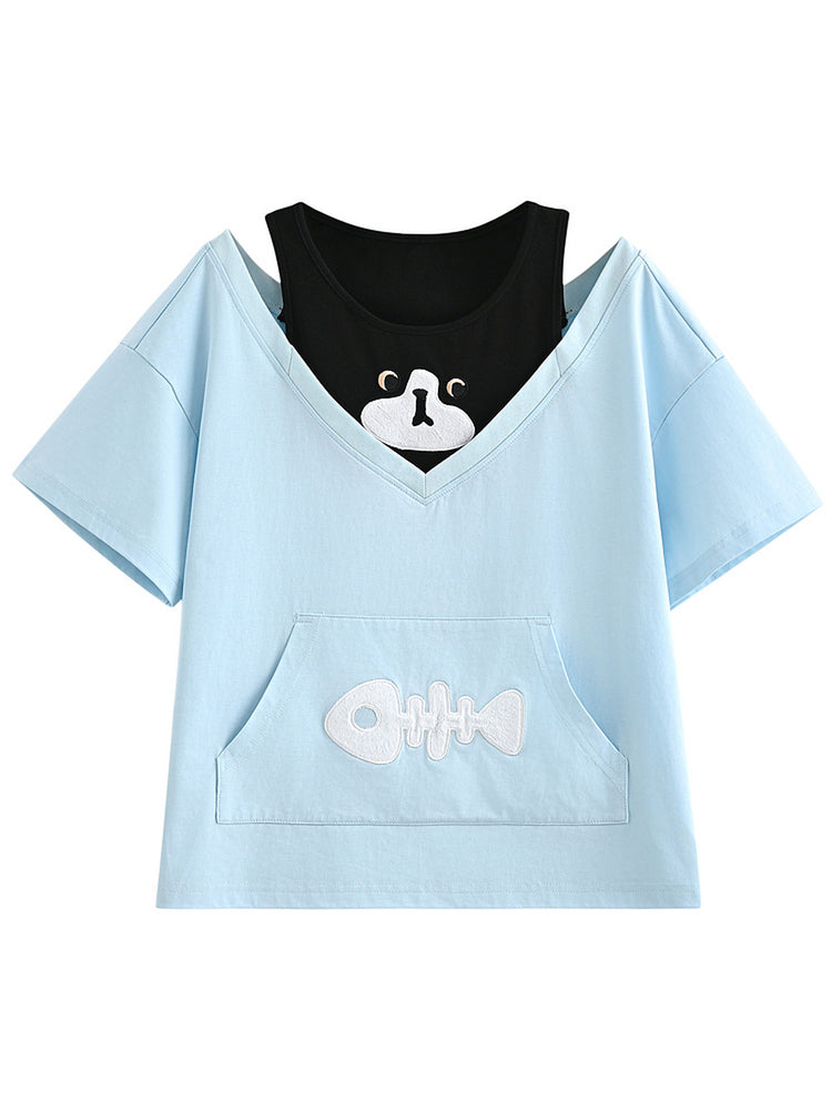 Milk Cat Layered Tee-Tops-ntbhshop