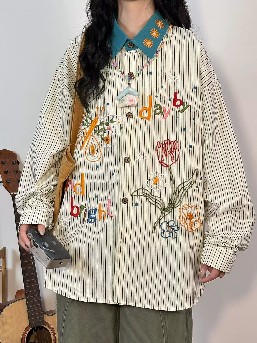 Bright Garden Stripe Shirt-Tops-ntbhshop