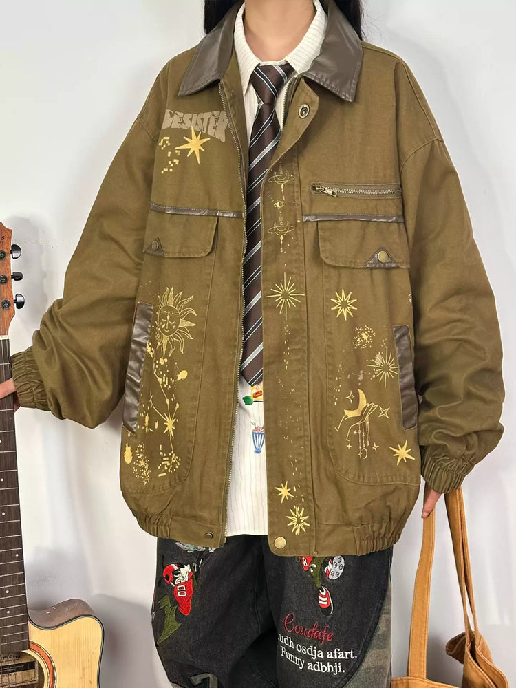 Golden Constellation Cargo Jacket-Outerwear-ntbhshop