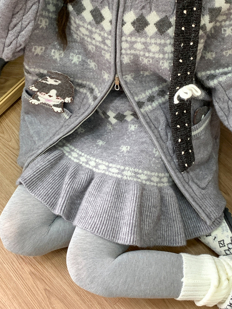 Snow Pup Knit Sweater & Skirt-ntbhshop