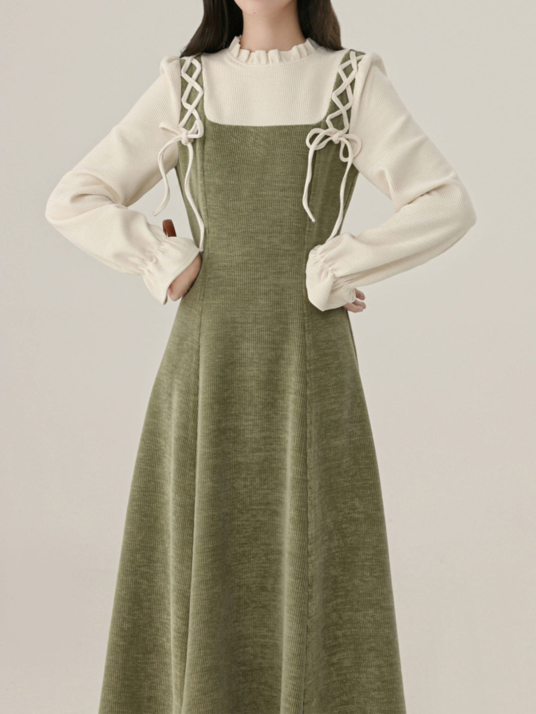 Moss Archive Knit Pinafore Dresses-Dresses-ntbhshop