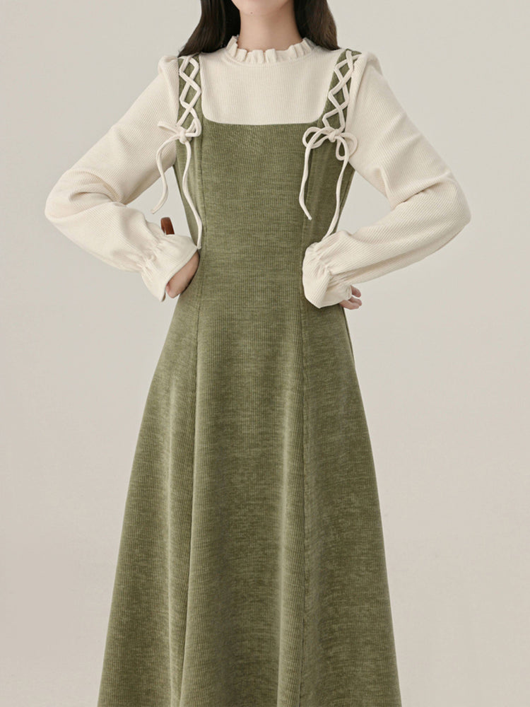 Moss Archive Knit Pinafore Dresses-Dresses-ntbhshop