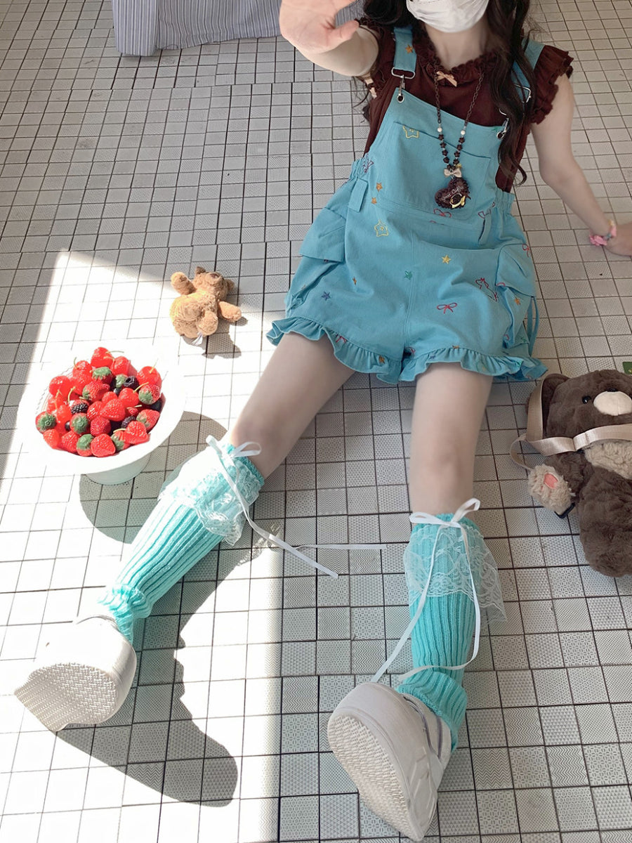 Candy Star Pocket Overall Shorts-Bottoms-ntbhshop