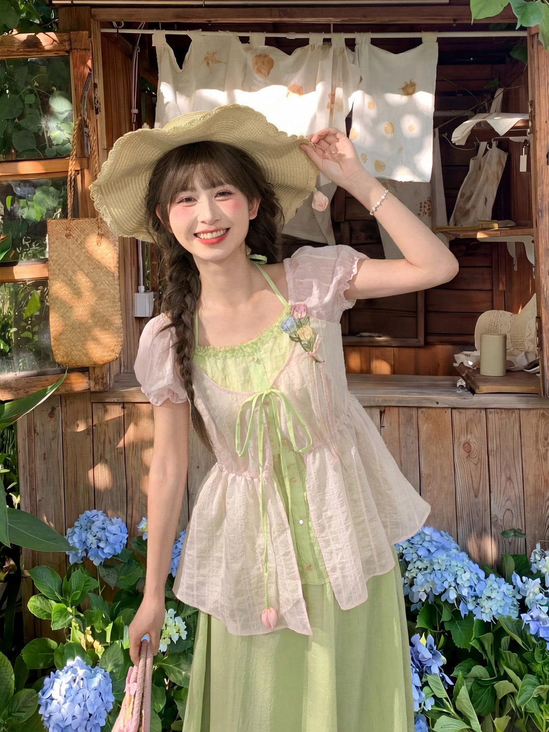 Tulip Bloom Spliced Blouse-Tops-ntbhshop