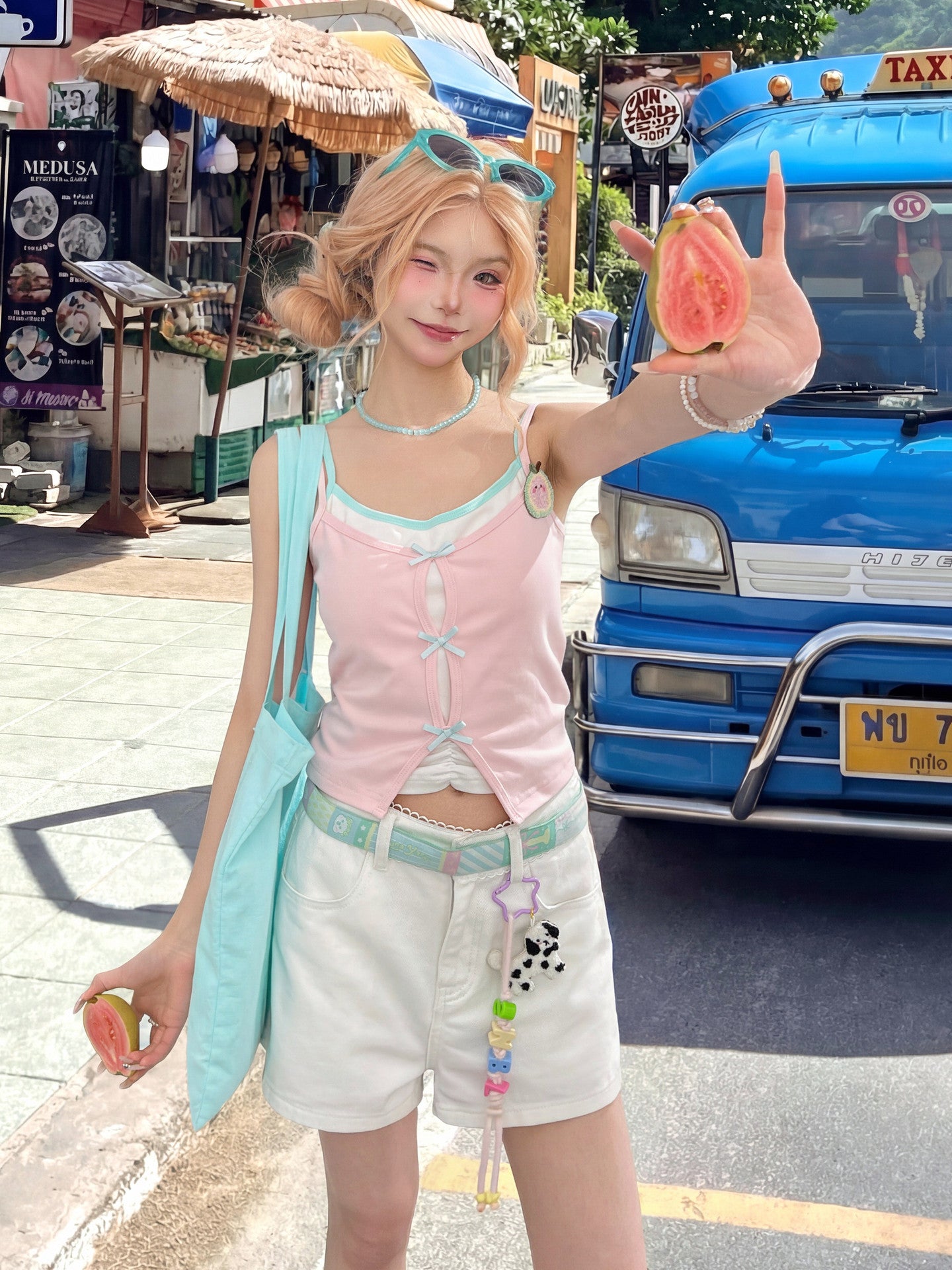 Guava Pop Layer Bra Camisole-Tops-ntbhshop