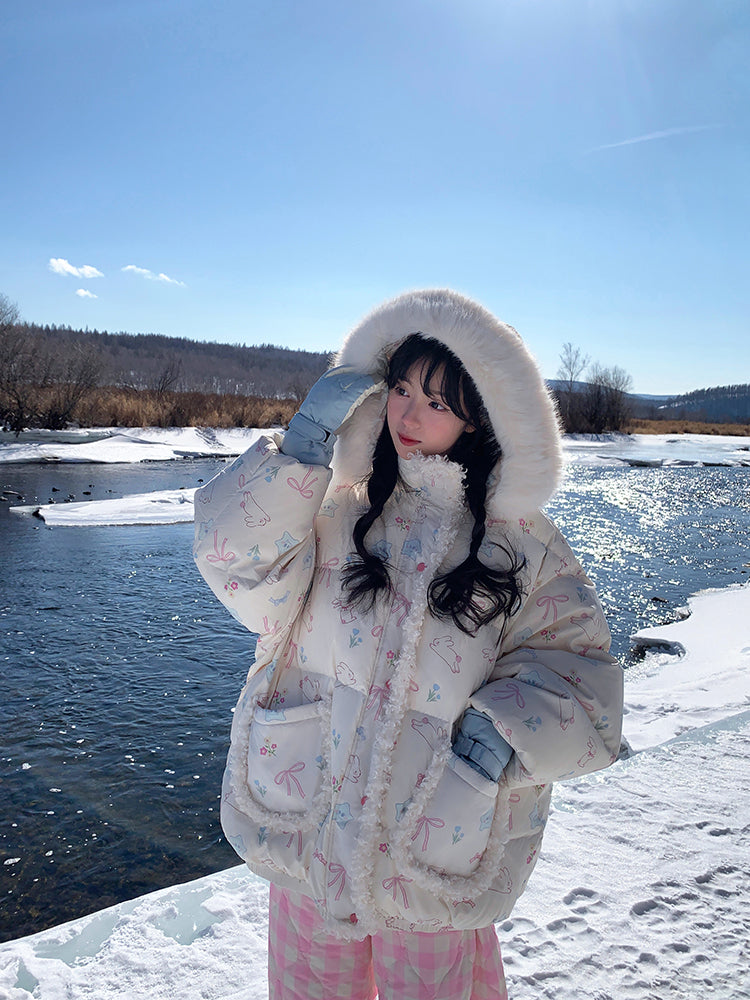 Bunny Meadow Dream Puffer Jacket-ntbhshop