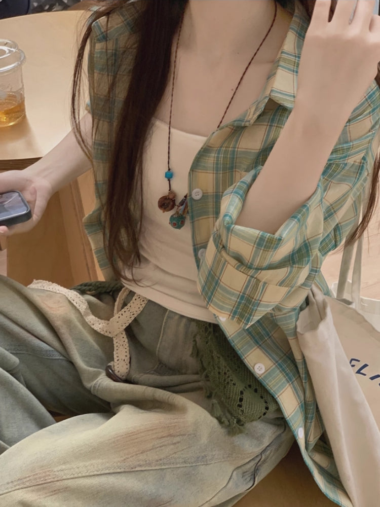 Green Breeze Retro Check Shirt-ntbhshop